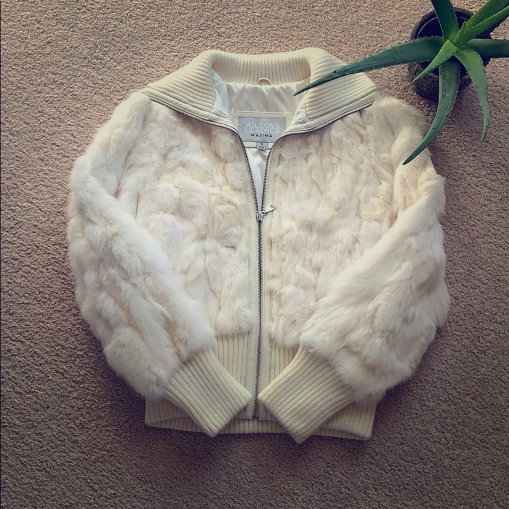 Wilson Leather White rabbit fur coat